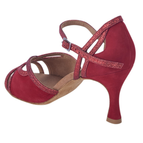 Rummos Femmes Chaussures de Danse Claire - Glitter/Nubuck Rouge - 6 cm