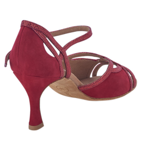 Rummos Damen Tanzschuhe Claire - Glitter/Nubuck Rot - 6 cm