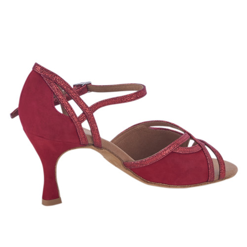 Rummos Donne Scarpe da Ballo Claire - Glitter/Nubuck Rosso - 6 cm