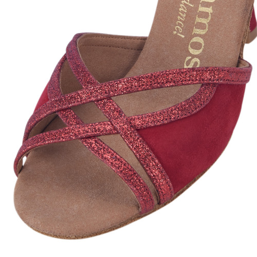 Rummos Donne Scarpe da Ballo Claire - Glitter/Nubuck Rosso - 6 cm