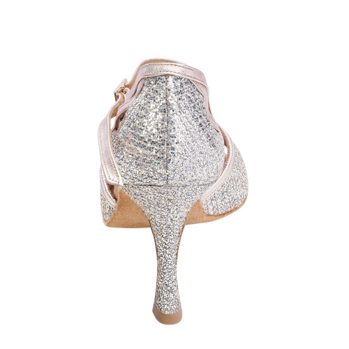 Rummos Femmes Chaussures de Danse Claire - GlitterLux/Cuir Platine - Normal - 70R Flare - EUR 35