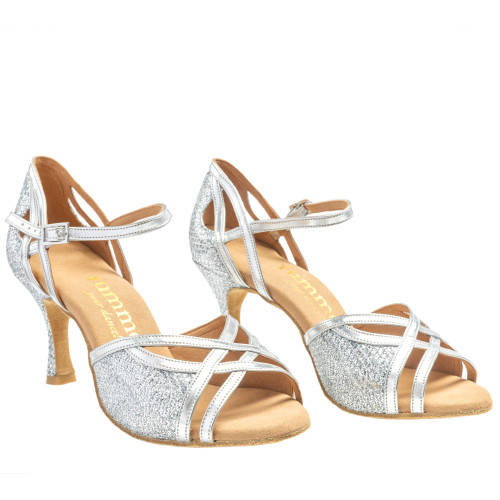 Rummos Mulheres Sapatos de Dança Claire 139-009 - GlitterLux/Pele Prata - 6 cm