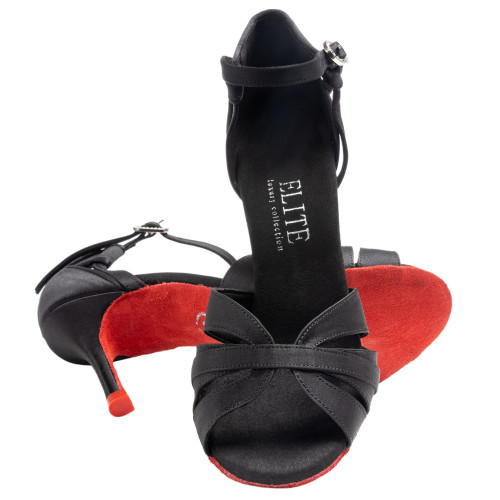 Rummos Mulheres Latino Sapatos de dança Elite Aura 041 - Material: Cetim - Cor: Preto - Largura: Normal - Salto: 80E Stiletto - Tamanho: EUR 38