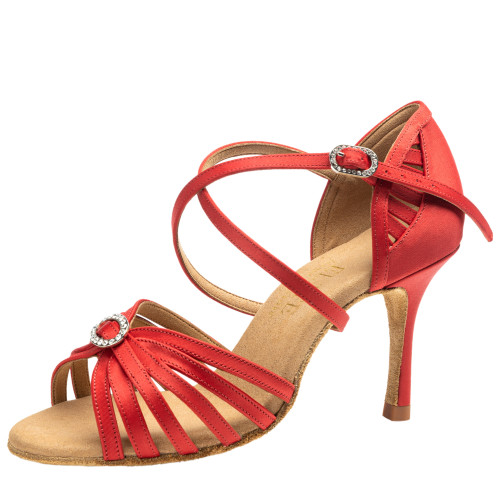 Rummos Femmes Chaussures de Danse Elite Celine 049 - Satin Rouge - 8 cm