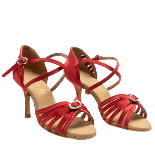Rummos Femmes Chaussures de Danse Elite Celine 049 - Satin Rouge - 8 cm