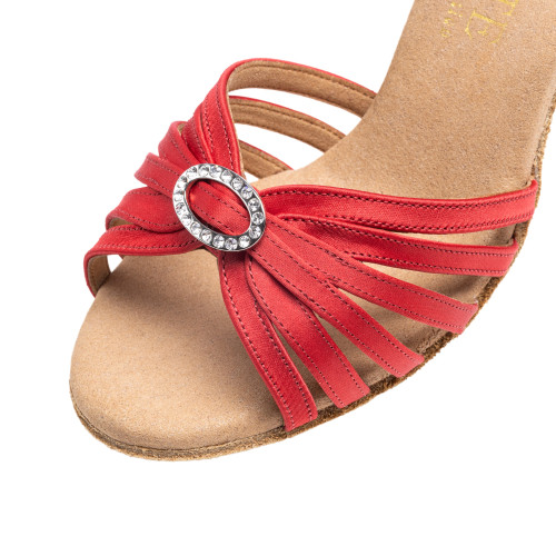 Rummos Damen Tanzschuhe Elite Celine 049 - Satin Rot - 8 cm