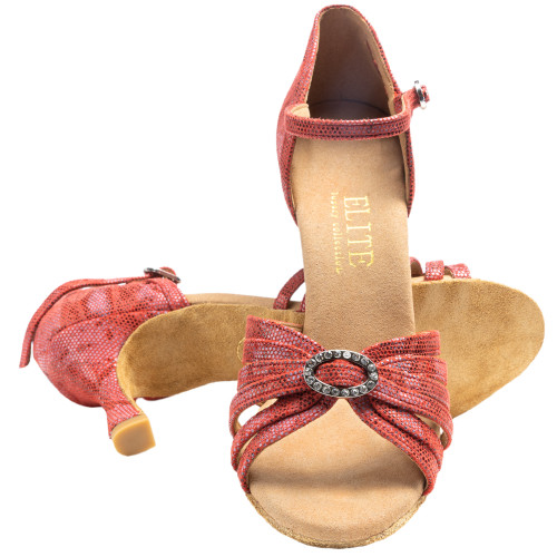 Rummos Damen Tanzschuhe Elite Karina 205 - Leder Rot - 6 cm