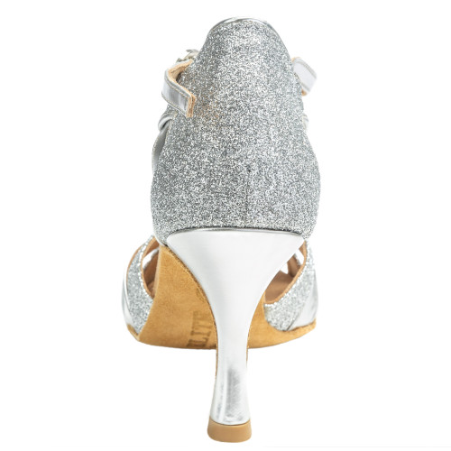 Rummos Ladies Latin Dance Shoes Elite Martina 009/139 - Material: Leather/Glitter - Colour: Silver - Width: Normal - Heel: 60R Flare - Size: EUR 40