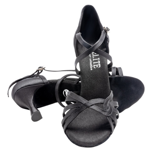 Rummos Ladies Latin Dance Shoes Elite Eris 041 - Material: Satin Black - Width: Normal - Heel: 60R Flare - Size: EUR 37