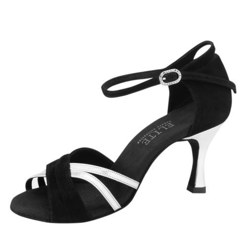 Rummos Ladies Latin Dance Shoes Elite Athena 024/009 - Material: Nubuck/Leather - Colour: Black/Silver - Width: Normal - Heel: 60R Flare - Size: EUR 38.5