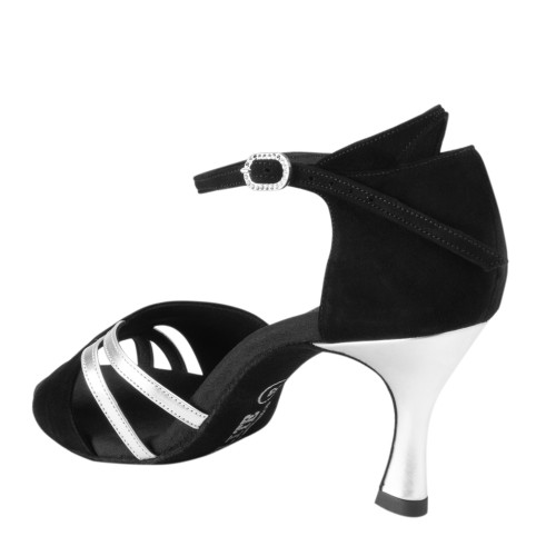 Rummos Mujeres Latino Zapatos de Baile Elite Athena 024/009 - Material: Nubuck/Cuero - Color: Negro/Plateado - Anchura: Normal - Tacón: 60R Flare - Talla: EUR 39