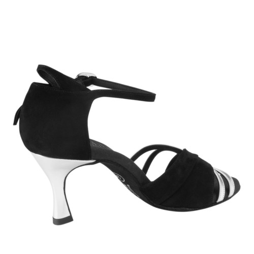 Rummos Damen Tanzschuhe Elite Athena 024/009 - Material: Nubuck/Leder - Farbe: Schwarz/Silber - Weite: Normal - Absatz: 60R Flare - Größe: EUR 39