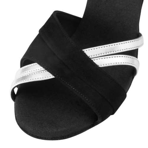 Rummos Damen Tanzschuhe Elite Athena 024/009 - Material: Nubuck/Leder - Farbe: Schwarz/Silber - Weite: Normal - Absatz: 60R Flare - Größe: EUR 38.5