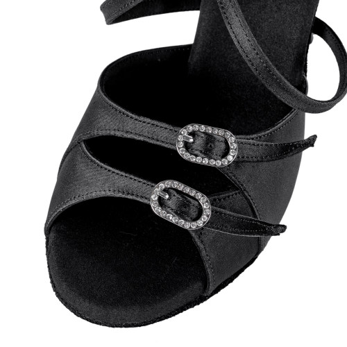 Rummos Damen Tanzschuhe Elite Diana 041 - Material: Satin Schwarz - Weite: Normal - Absatz: 70R Flare - Größe: EUR 38.5