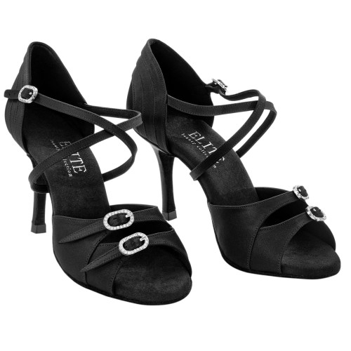 Rummos Mulheres Latino Sapatos de dança Elite Diana 041 - Material: Cetim - Cor: Preto - Largura: Normal - Salto: 80E Stiletto - Tamanho: EUR 38