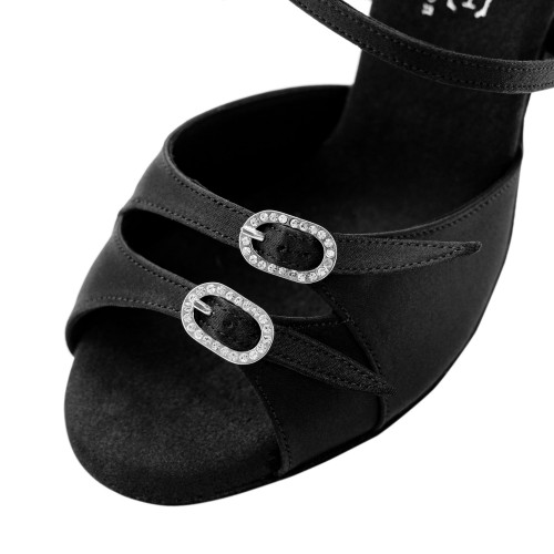 Rummos Ladies Latin Dance Shoes Elite Diana 041 with Rhinestones-Buckle - Material: Satin Black - Width: Normal - Heel: 80E Stiletto - Size: EUR 38