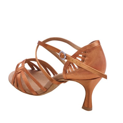 Rummos Ladies Latin Dance Shoes Elite Eris 048 - Material: Satin - Colour: Dark Tan - Width: Normal - Heel: 60R Flare - Size: EUR 38