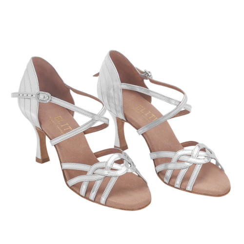 Rummos Ladies Latin Dance Shoes Elite Gaia - Material: Leather - Colour: Silver - Width: Normal - Heel: 60R Flare - Size: EUR 38.5