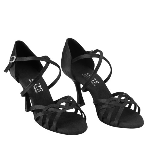 Rummos Mujeres Latino Zapatos de Baile Elite Gaia 041 - Material: Satén - Color: Negro - Anchura: Normal - Tacón: 70R Flare - Talla: EUR 40