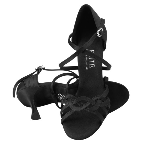 Rummos Ladies Latin Dance Shoes Elite Gaia 041 - Material: Satin Black - Width: Normal - Heel: 70R Flare - Size: EUR 40