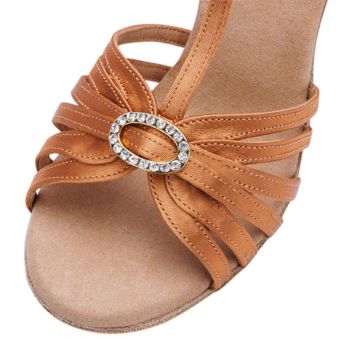 Rummos Mulheres Latino Sapatos de dança Elite Karina 048 - Material: Cetim - Cor: Dark Tan - Largura: Normal - Salto: 60R Flare - Tamanho: EUR 38