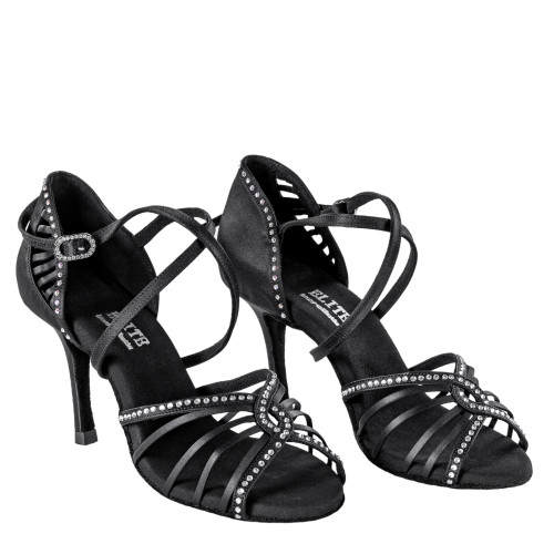 Rummos Donne Latino Scarpe da Ballo Elite Luna 041S - Materialeeeeeeeeee: Raso - Colore: Nero - Larghezza: Normal - Tacco: 80E Stiletto - Misura: EUR 38