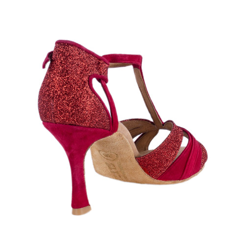 Rummos Mulheres Latino Sapatos de dança Elite Martina 028/135 - Material: Nubuck/Glitter - Cor: Vermelha - Largura: Normal - Salto: 70R Flare - Tamanho: EUR 38