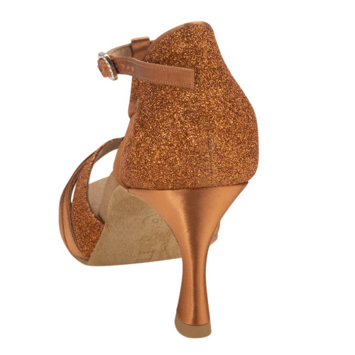 Rummos Damen Tanzschuhe Elite Martina 048/138 - Material: Satin/Glitzer - Farbe: Dark Tan - Weite: Normal - Absatz: 60R Flare - Größe: EUR 36