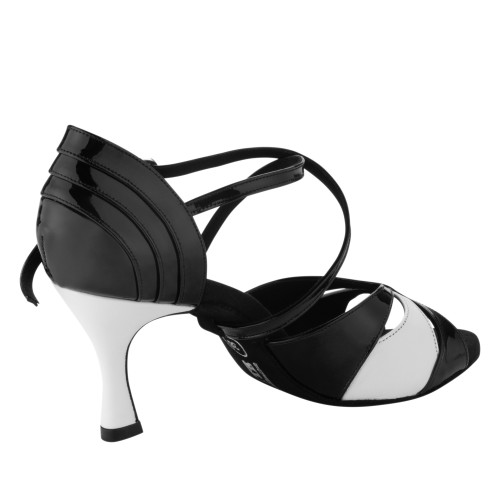 Rummos Mujeres Latino Zapatos de Baile Elite Paloma - Material: Cuero/Charolleder - Color: Negro/Blanco - Anchura: Normal - Tacón: 60R Flare - Talla: EUR 38.5