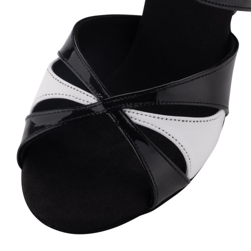 Rummos Damen Tanzschuhe Elite Paloma - Material: Leder/Lackleder - Farbe: Schwarz/Weiß - Weite: Normal - Absatz: 60R Flare - Größe: EUR 38.5