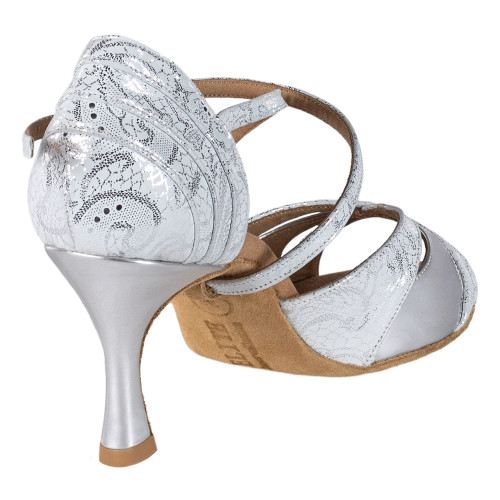 Rummos Mujeres Latino Zapatos de Baile Elite Paloma - Material: Cuero - Color: Blanco/Plateado - Anchura: Normal - Tacón: 60R Flare - Talla: EUR 40.5