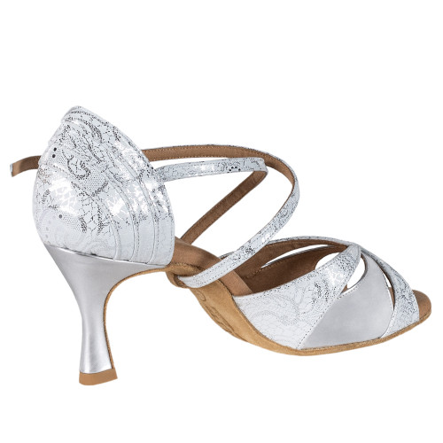 Rummos Mujeres Latino Zapatos de Baile Elite Paloma - Material: Cuero - Color: Blanco/Plateado - Anchura: Normal - Tacón: 60R Flare - Talla: EUR 36