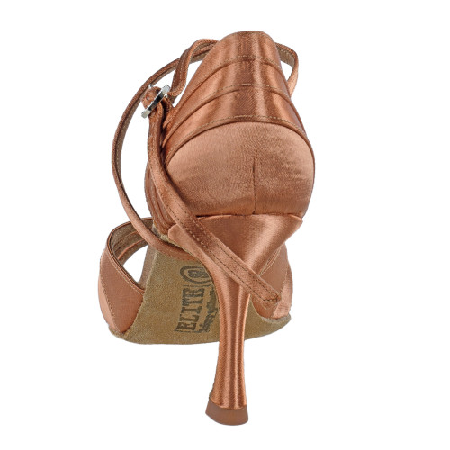 Rummos Damen Tanzschuhe Elite Paris 048 - Obermaterial: Satin - Farbe: Dark Tan - Weite: Normal - Absatz: 70R Flare - Größe: EUR 39