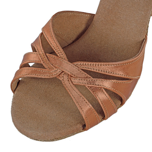 Rummos Damen Tanzschuhe Elite Paris 048 - Obermaterial: Satin - Farbe: Dark Tan - Weite: Normal - Absatz: 70R Flare - Größe: EUR 35