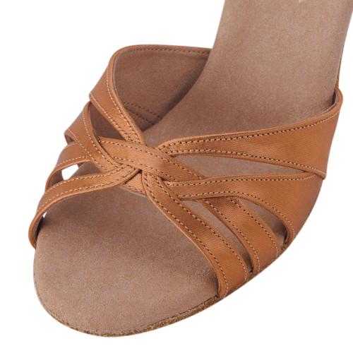 Rummos Ladies Latin Dance Shoes Elite Paris 048 - Material: Satin - Colour: Dark Tan - Width: Normal - Heel: 80E Stiletto - Size: EUR 38