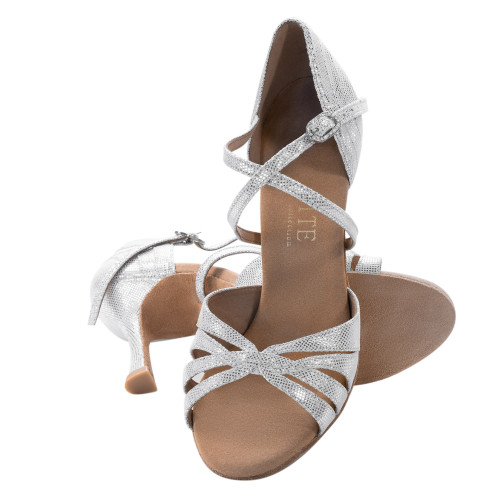 Rummos Femmes Chaussures de Danse Elite Paris 069 - Cuir Argent Diva - 7 cm