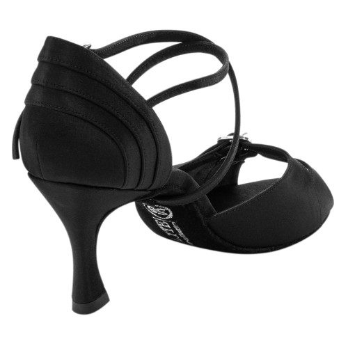Rummos Ladies Latin Dance Shoes Elite Diana 041 with Rhinestones-Buckle - Material: Satin Black - Width: Normal - Heel: 60R Flare - Size: EUR 37