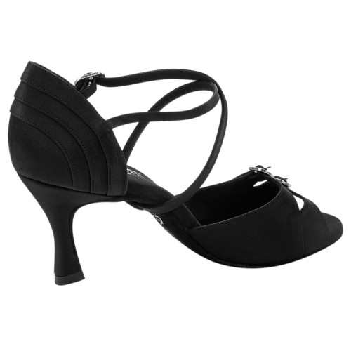 Rummos Ladies Latin Dance Shoes Elite Diana 041 with Rhinestones-Buckle - Material: Satin Black - Width: Normal - Heel: 60R Flare - Size: EUR 40.5