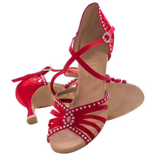 Rummos Mujeres Zapatos de Baile Elite Luna 049S - Satín Rojo - 6 cm