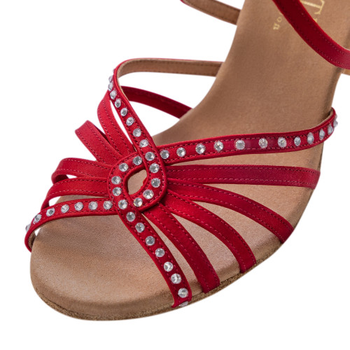 Rummos Damen Tanzschuhe Elite Luna 049S - Satin Rot - 6 cm