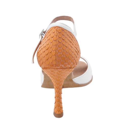 Rummos Femmes Chaussures de Danse Gabi - Cuir Blanc/Orange Scale - Normal - 70R Flare - EUR 38