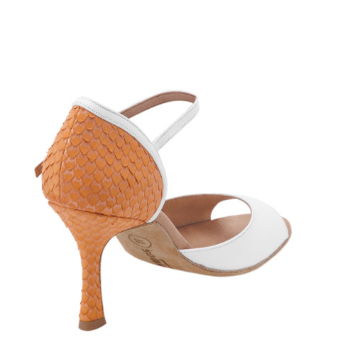 Rummos Mujeres Zapatos de Baile Gabi - Cuero Blanco/Orange Scale - Normal - 70R Flare - EUR 38