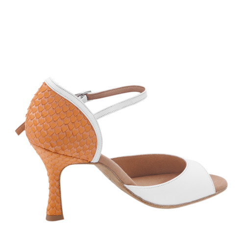 Rummos Mujeres Zapatos de Baile Gabi - Cuero Blanco/Orange Scale - Normal - 70R Flare - EUR 38