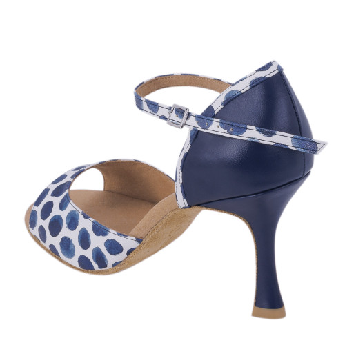 Rummos Mulheres Sapatos de Dança Gabi - Pele Azul/Navy/Branco - Normal - 70R Flare - EUR 39