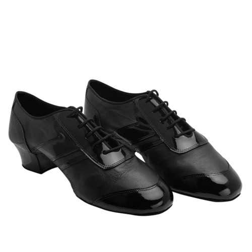 Rummos Homens Latino Sapatos de Dança Elite Michael 001/035 - Pele/Laca Preto - 4,5 cm