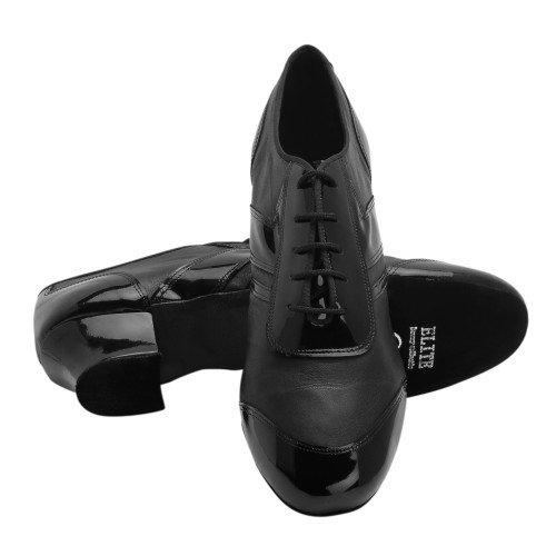 Rummos Homens Latino Sapatos de Dança Elite Michael 001/035 - Pele/Laca Preto - 4,5 cm