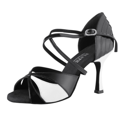 Rummos Ladies Latin Dance Shoes Elite Paloma - Material: Leather/Patent Leather - Colour: Black/White - Width: Normal - Heel: 70R Flare - Size: EUR 40