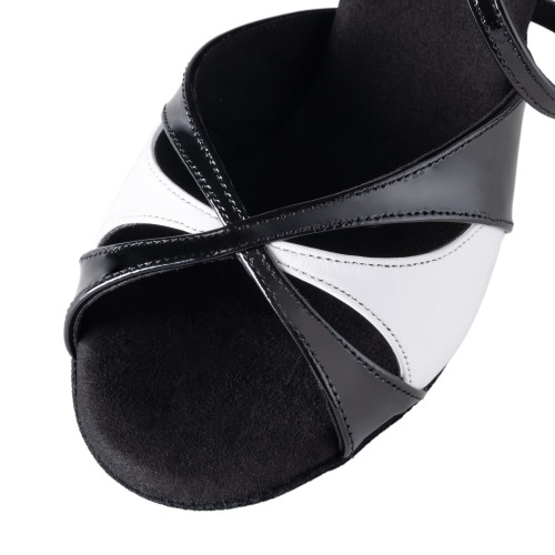 Rummos Ladies Latin Dance Shoes Elite Paloma - Material: Leather/Patent Leather - Colour: Black/White - Width: Normal - Heel: 70R Flare - Size: EUR 39