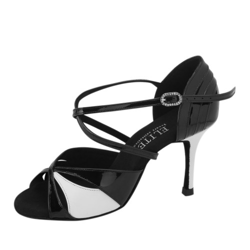 Rummos Ladies Latin Dance Shoes Elite Paloma - Material: Leather/Patent Leather - Colour: Black/White - Width: Normal - Heel: 80E Stiletto - Size: EUR 38
