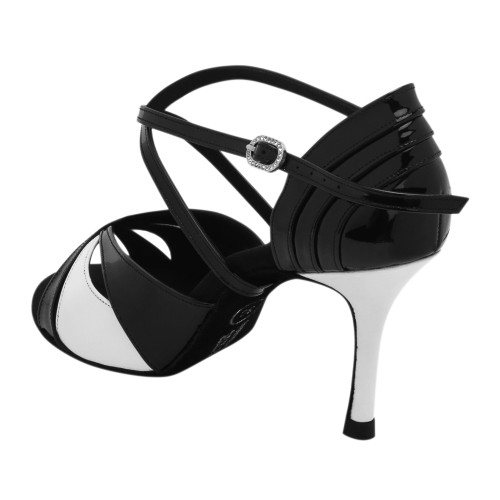 Rummos Damen Tanzschuhe Elite Paloma - Material: Leder/Lackleder - Farbe: Schwarz/Weiß - Weite: Normal - Absatz: 80E Stiletto - Größe: EUR 38